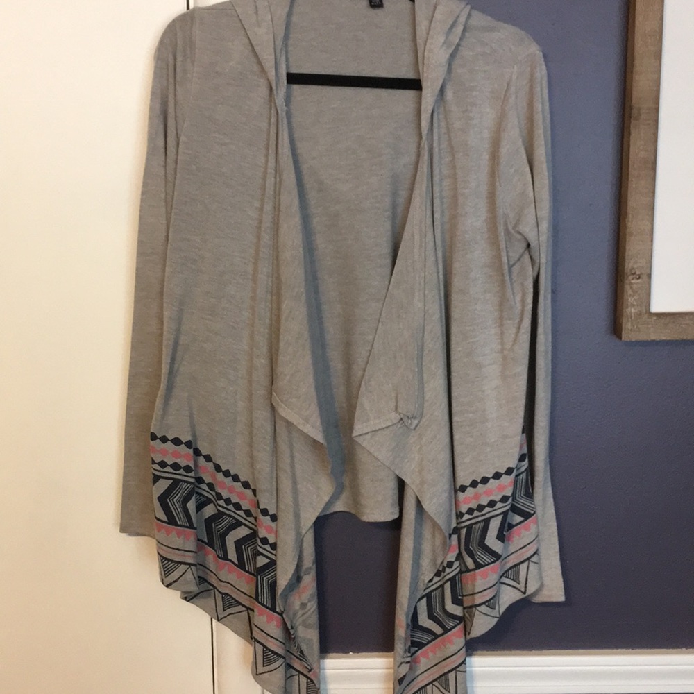 Long sleeve hooded open front sweater